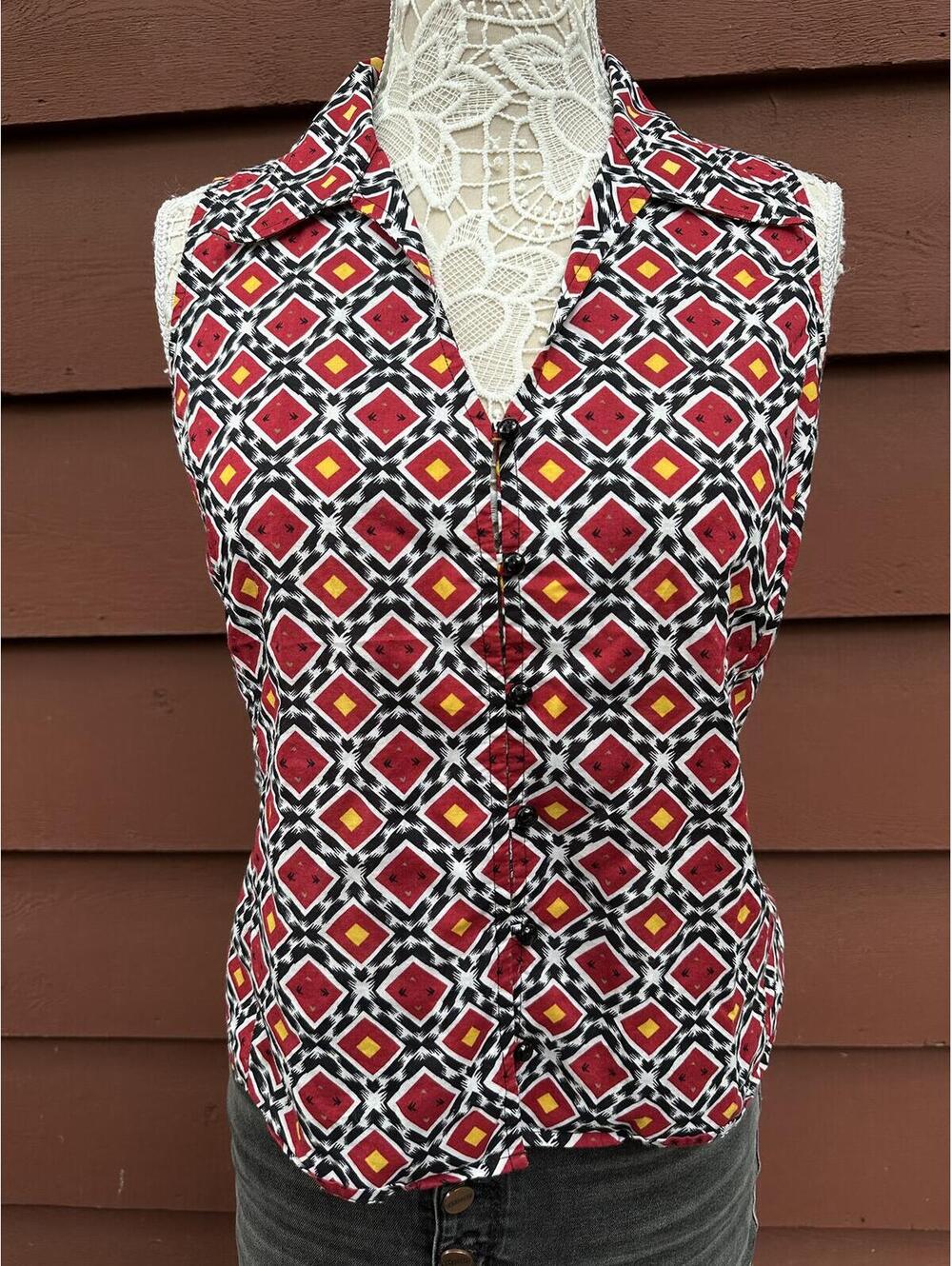 Jones New York Geometric Print Sleeveless Blouse